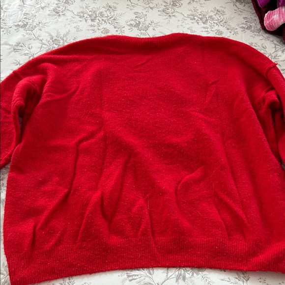CeCe Red Sweater with White Bow Accent - Picture 2 of 2
